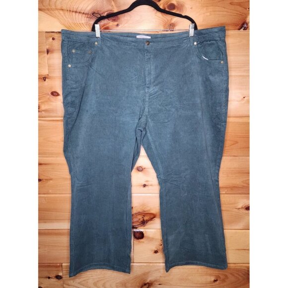 Woman Within Plus Size 32W Petite Green Corduroy Pants Stretchy 5 Pocket - Picture 8 of 8